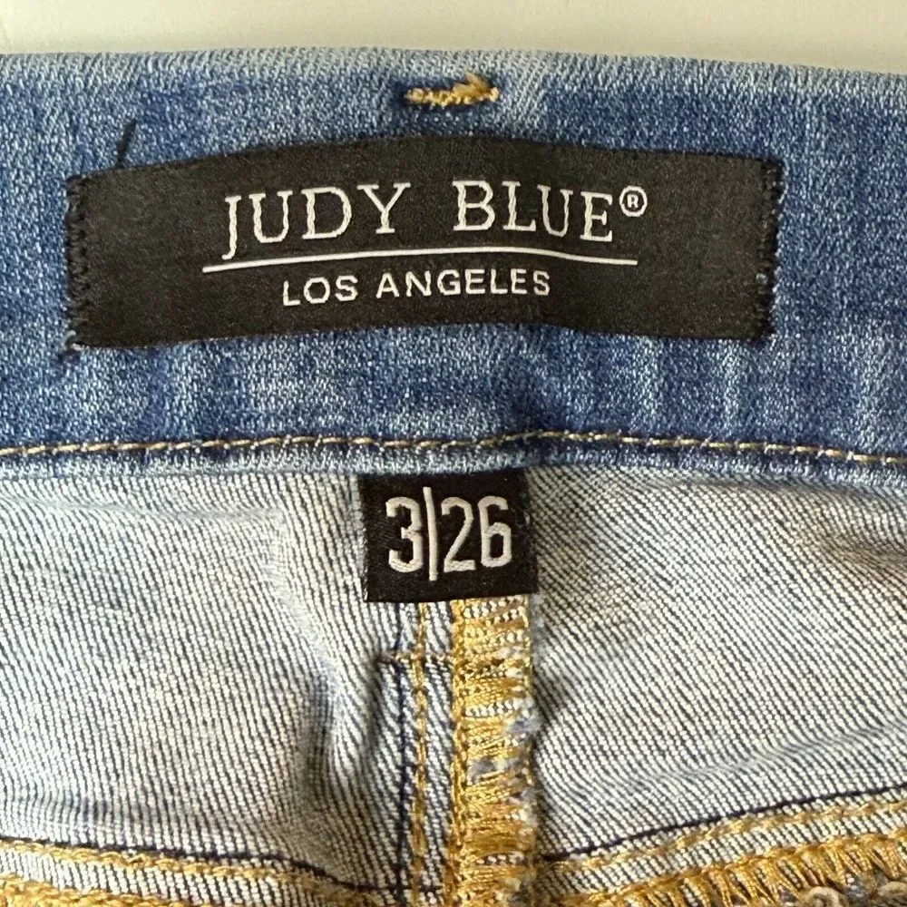Judy‎ Blue Jeans Womens 3 26 Blue Skinny Fit Distressed Pull On Jegging JB88255